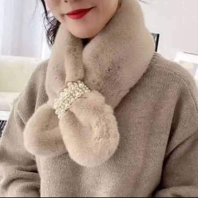 Chic Plush Pearl Winter Wrap Scarf