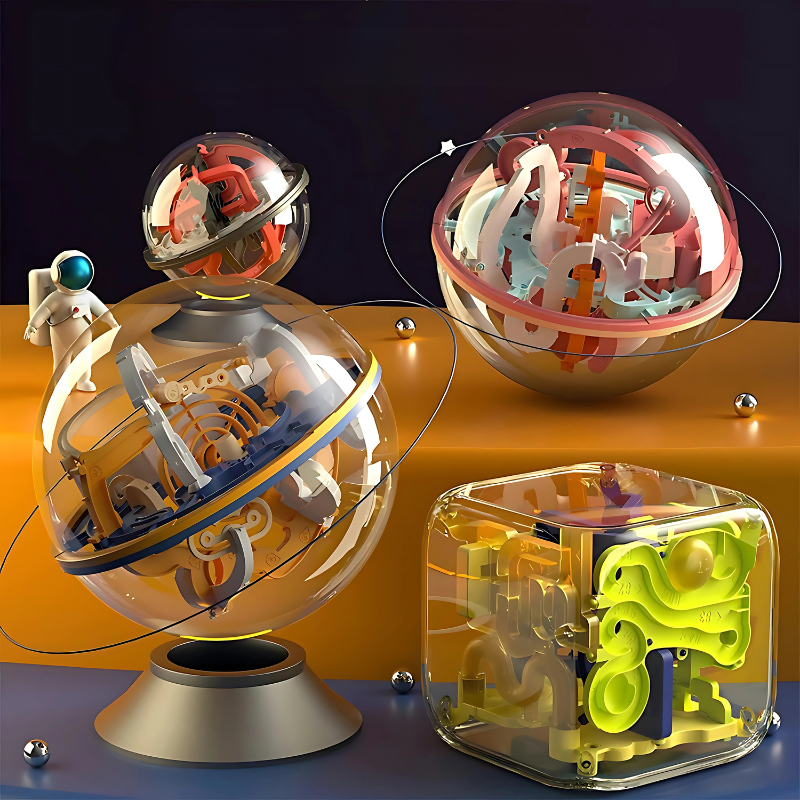 MindMaze Sphere – 4-Level Interactive Puzzle with Clear Shell Design