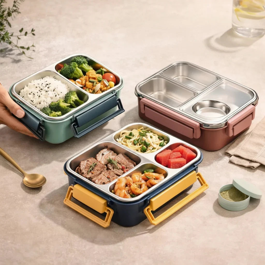 Multi-Compartment Stainless Steel Meal Container – Leakproof Design