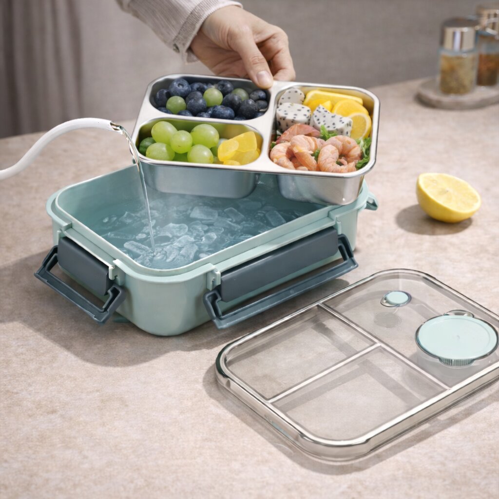 Multi-Compartment Stainless Steel Meal Container – Leakproof Design