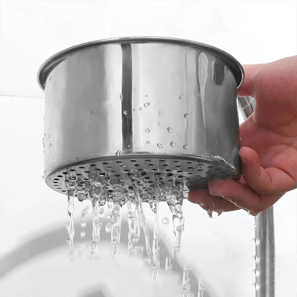 Premium Stainless Steel Sink Strainer with Elegant Holder