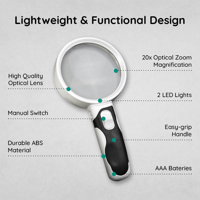 Illuminated Handheld Magnifier – Perfect for Reading Small Text
