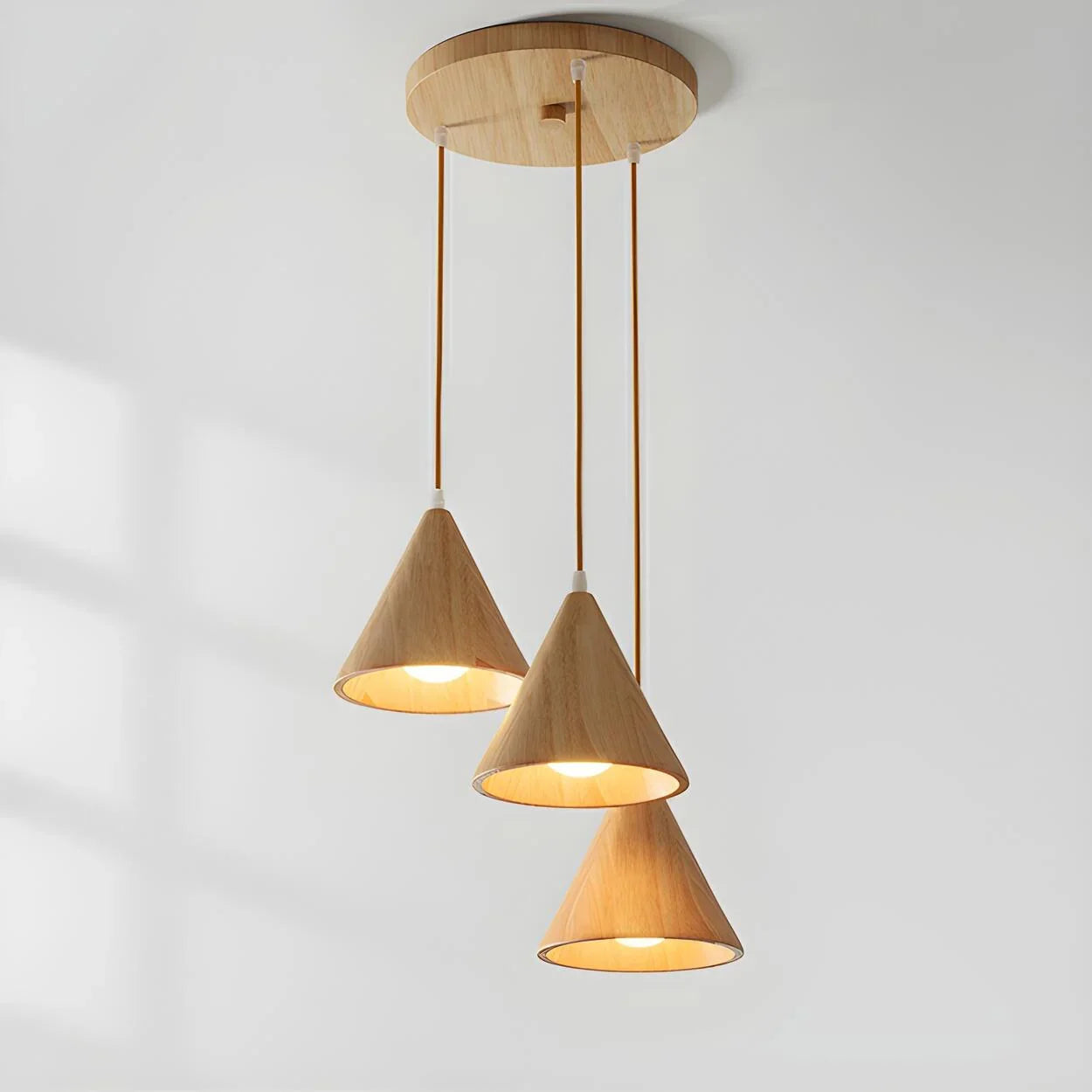 Triad Wood Cone Pendant Light for Modern Spaces
