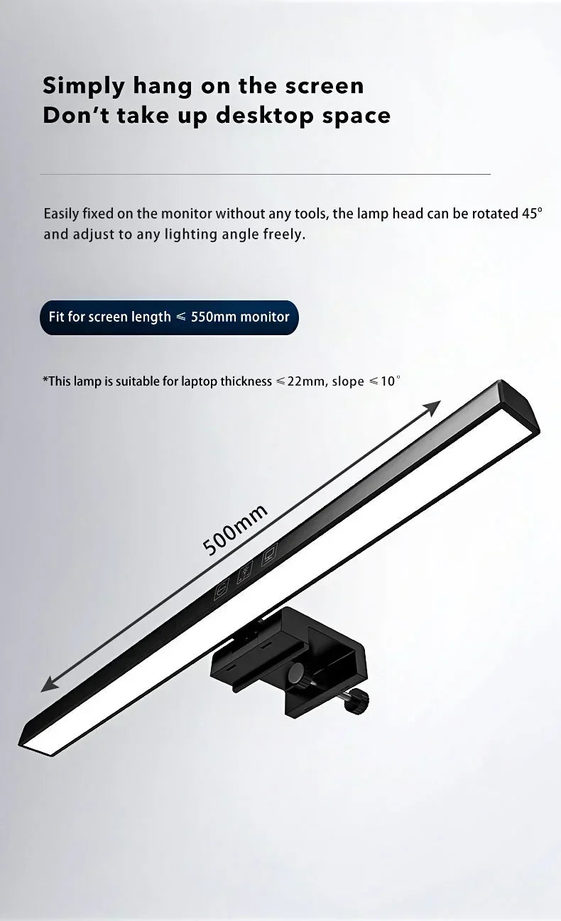 Ergonomic Desk Light Bar for Monitors