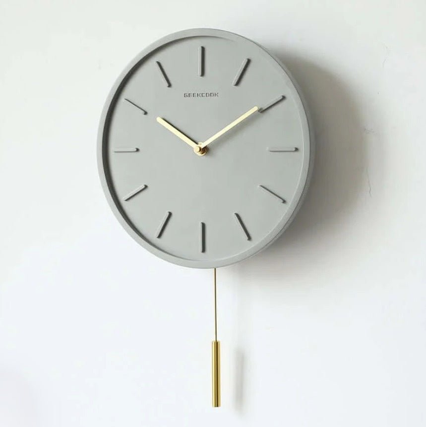 Metal Pendulum Cement Wall Clock - Tundra Design