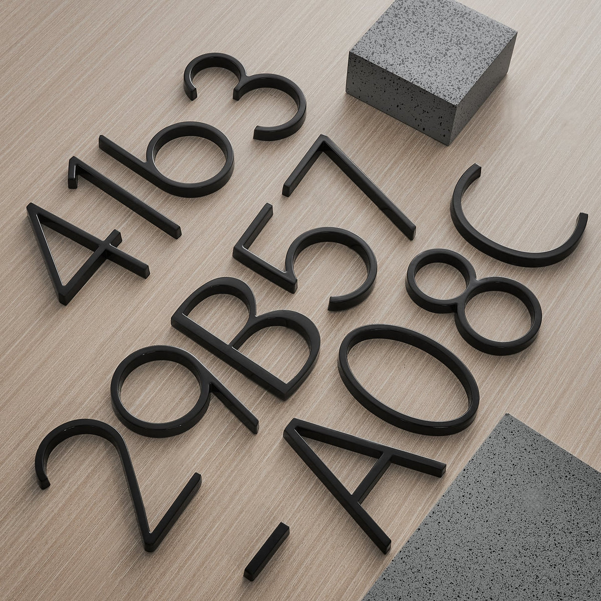 Floating Black House Numbers in Contemporary Style