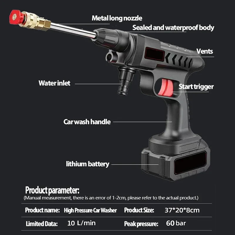 Portable High-Pressure Cleaning Gun for Effortless Car Care