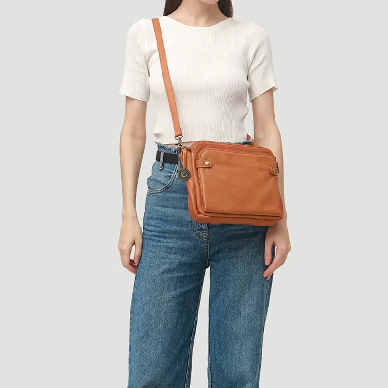 Versatile Three-Compartment Leather Crossbody & Clutch Bag