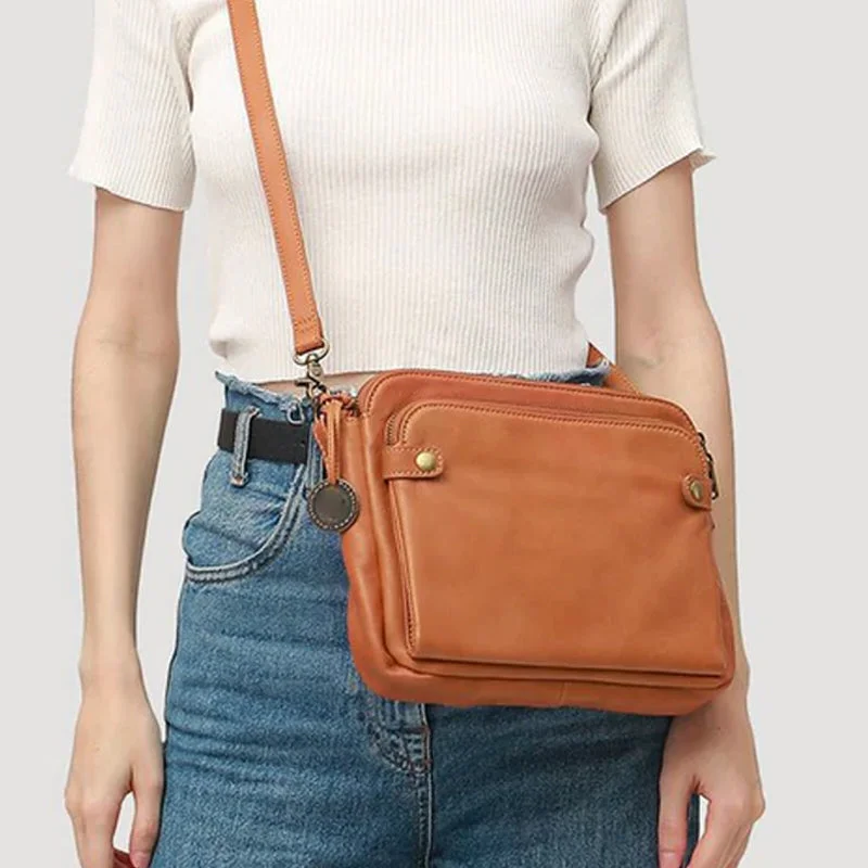Versatile Three-Compartment Leather Crossbody & Clutch Bag
