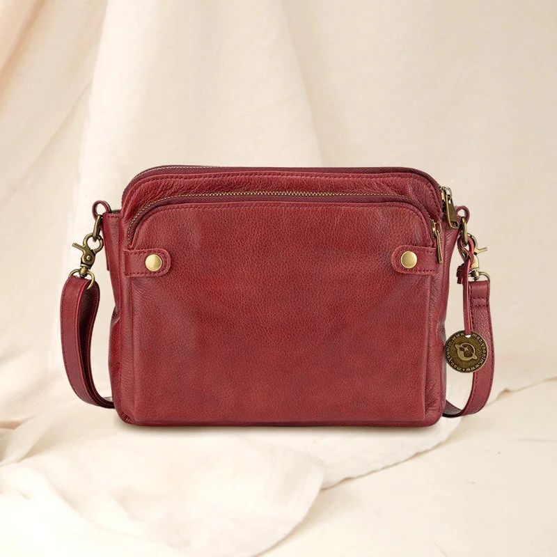 Versatile Three-Compartment Leather Crossbody & Clutch Bag