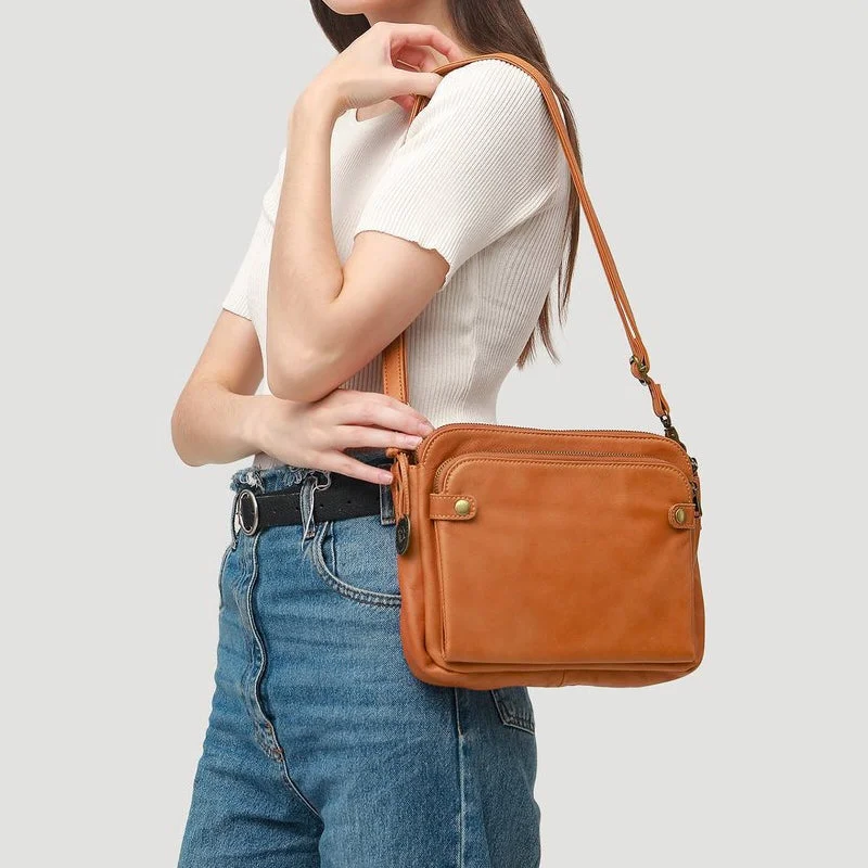 Versatile Three-Compartment Leather Crossbody & Clutch Bag