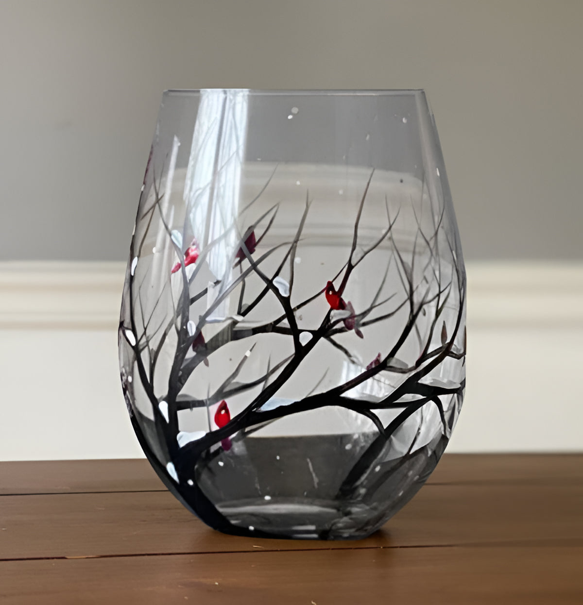 Seasonal Elegance Hand-Painted Wine Glass Set