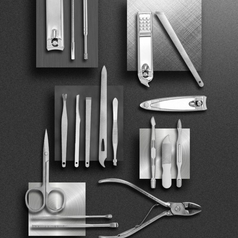 Comprehensive 19-Piece Nail Care Kit with Stainless Steel Tools