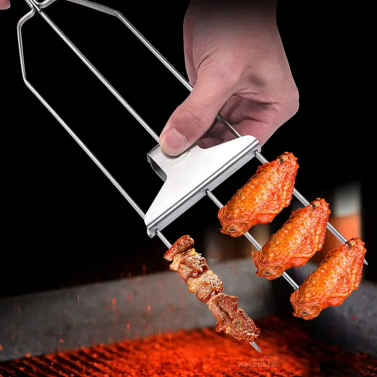 Versatile Triple-Prong Skewers for Effortless Grilling