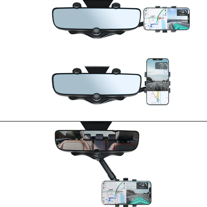 Versatile Car Phone Mount - 360° Adjustable Rearview Holder