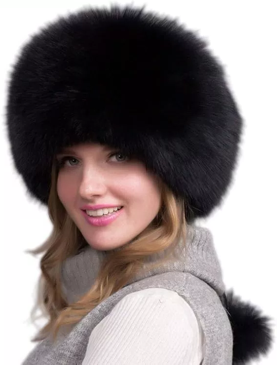 Luxurious Natural Fox Fur Winter Hat with Earmuffs