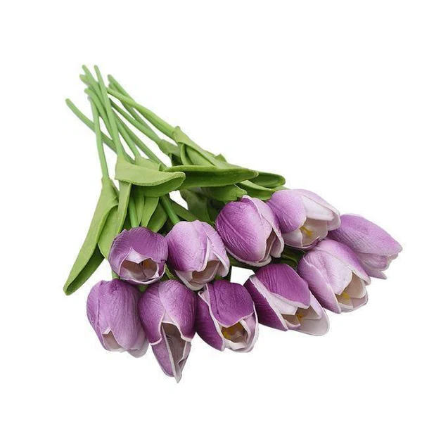 Vibrant 10-Pack Faux Tulip Blooms for Home Décor