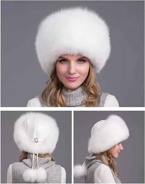 Luxurious Natural Fox Fur Winter Hat with Earmuffs