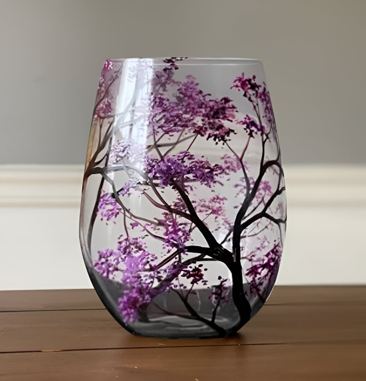 Seasonal Elegance Hand-Painted Wine Glass Set