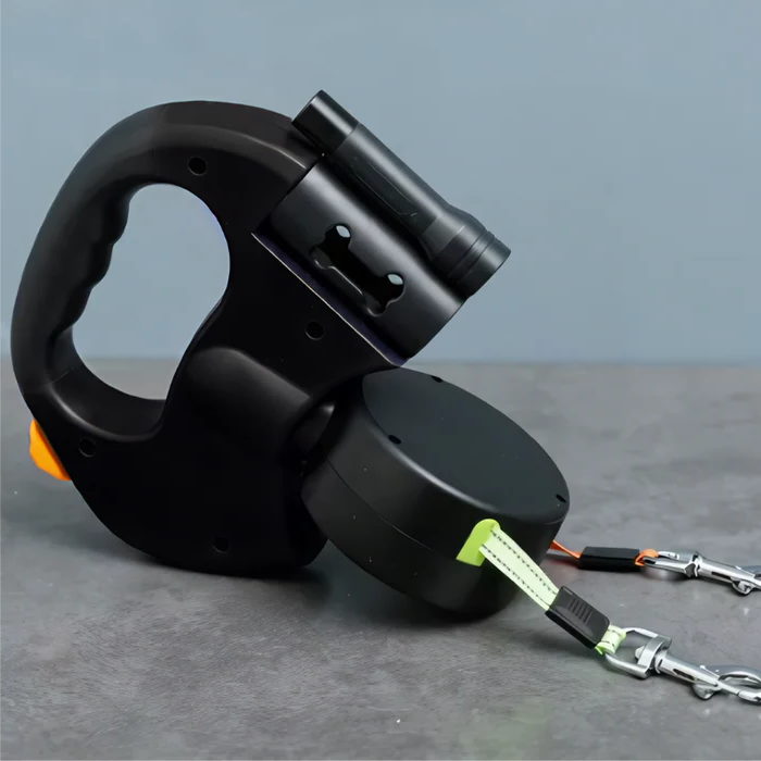 Dual Canine Leash with LED Light & 360° Rotation for Easy Walks
