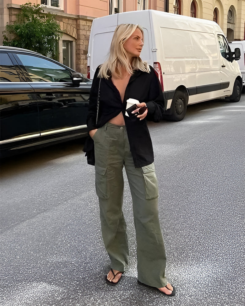 Versatile Cotton Blend Cargo Trousers for Everyday Wear