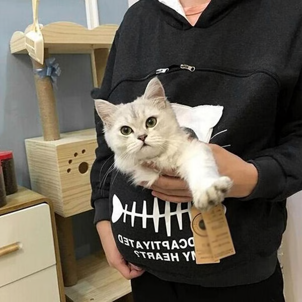 Cozy Companion Hoodie with Feline Pouch - A Must-Have for Cat Lovers