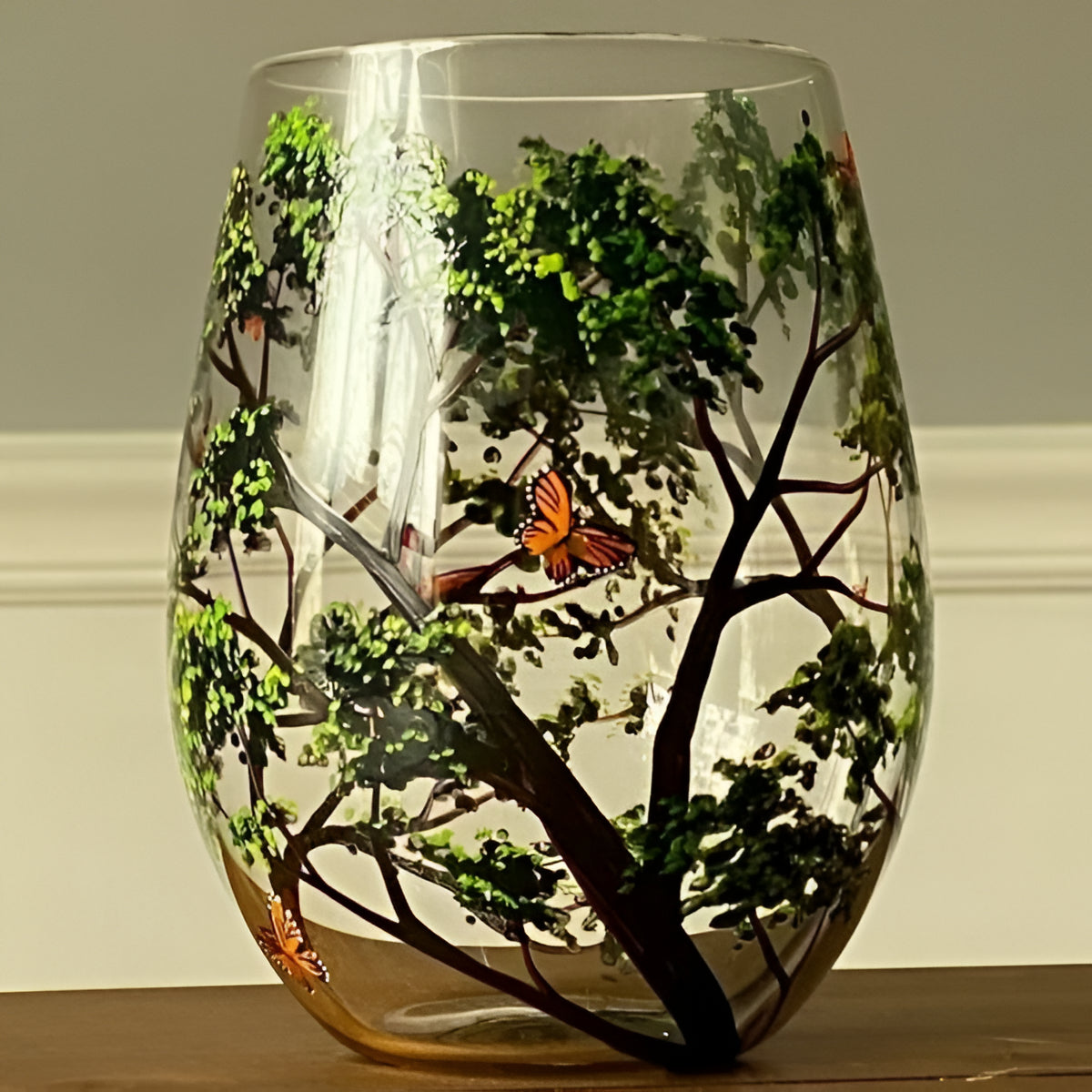 Seasonal Elegance Hand-Painted Wine Glass Set