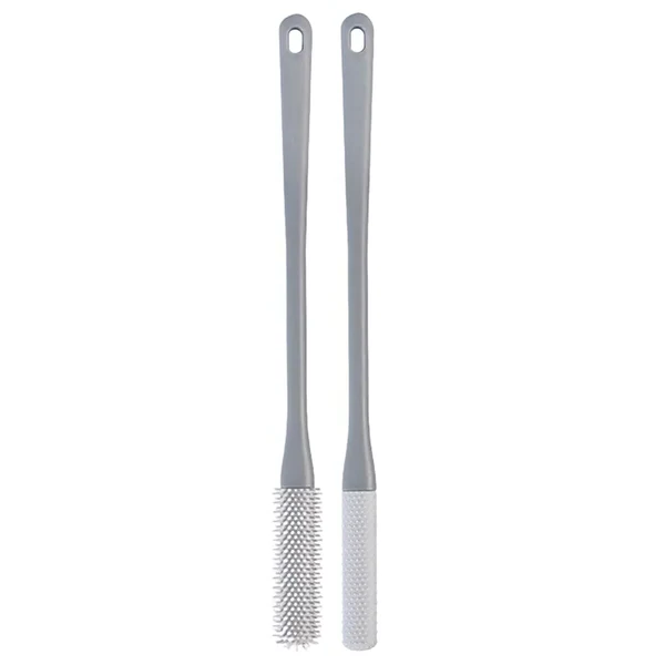 Precision Foot Care Brush Set with Long Handle - Gray