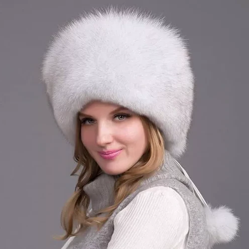 Luxurious Natural Fox Fur Winter Hat with Earmuffs