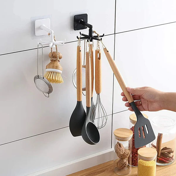 Versatile 360° Rotating Adhesive Wall Hook