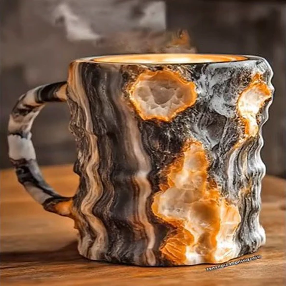 Luminous Gemstone Coffee Mug – 10.14 oz Textured Drinkware