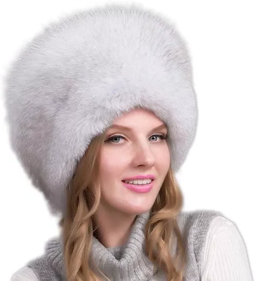 Luxurious Natural Fox Fur Winter Hat with Earmuffs