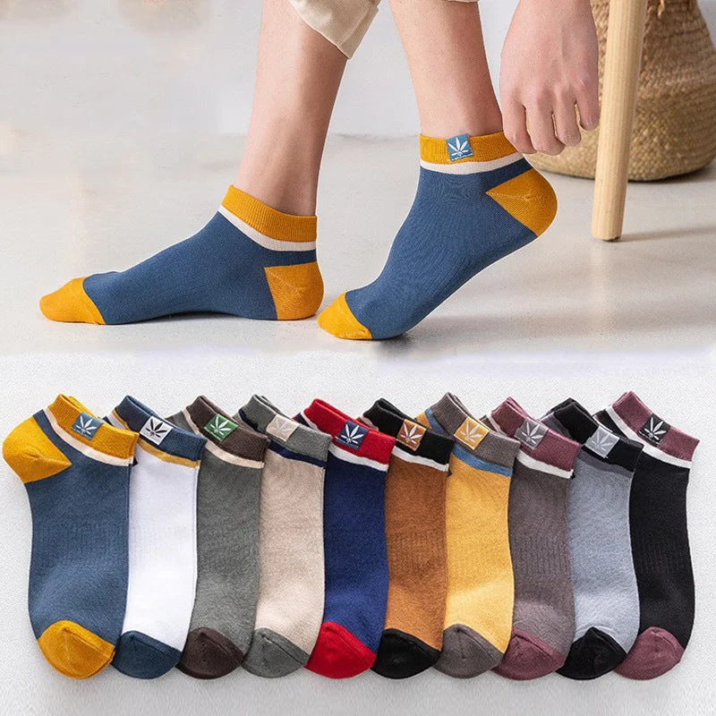 20 Pairs of Men's Colorful Low-Cut Cotton Ankle Socks