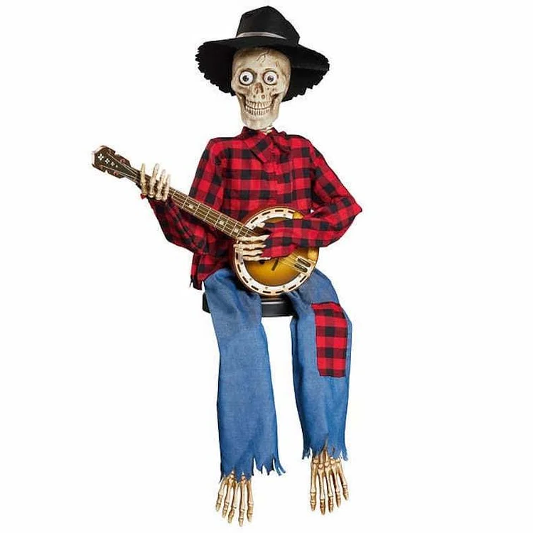 Whimsical Animated Banjo Playing Skeleton Duo
