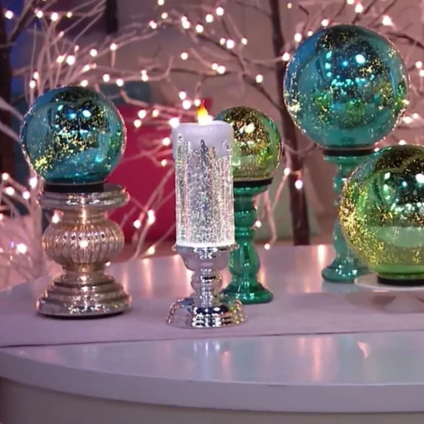 Enchanting Color-Changing LED Holiday Candle with Glitter