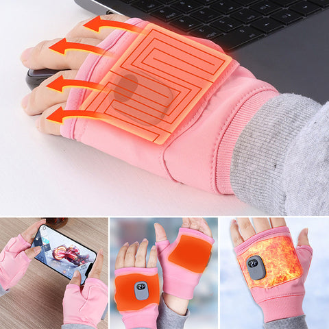 Rechargeable Warmth: Adjustable Heated Fingerless Gloves