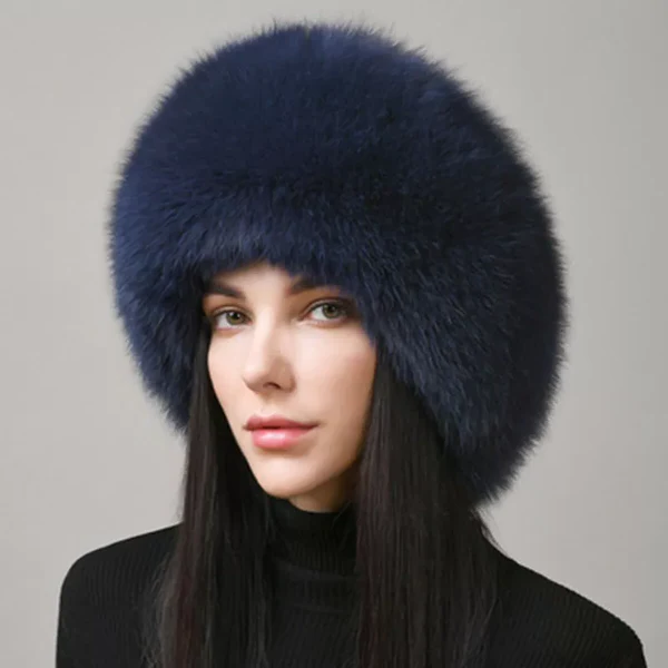 Luxurious Natural Fox Fur Winter Hat with Earmuffs