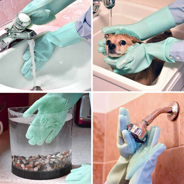 SmartScrub Silicone Cleaning Gloves - Reusable Dishwashing Essential