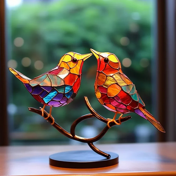 Vibrant Nature-Inspired Acrylic Bird Table Decor