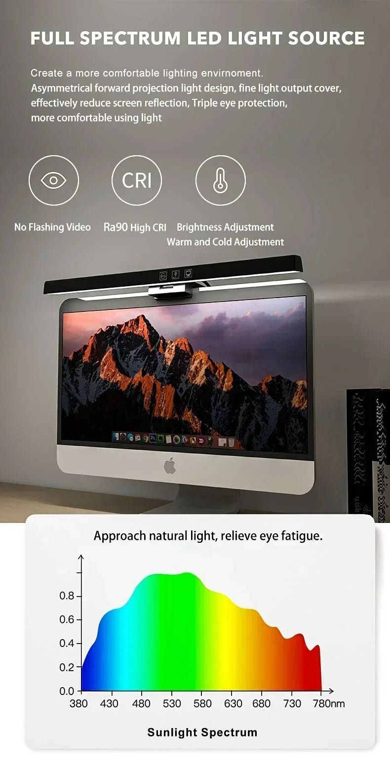 Ergonomic Desk Light Bar for Monitors