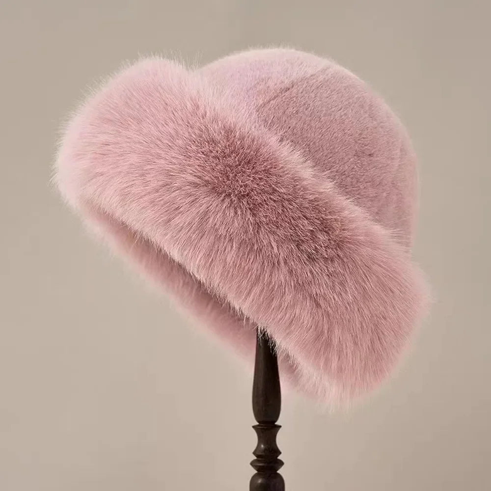 Chic Faux Fur Winter Bucket Hat for Women