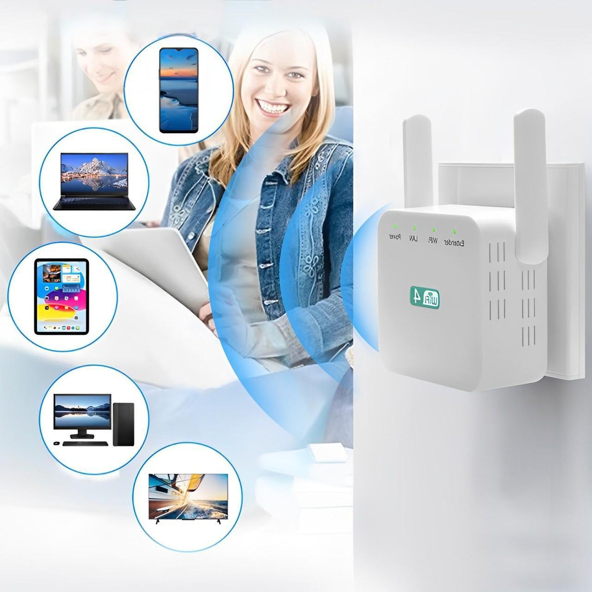 HomeWave WiFi Booster – Dual-Band Signal Enhancer with Ethernet Port