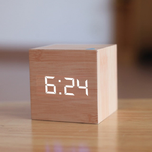 Cube-Shaped Digital Alarm Clock with LED Display