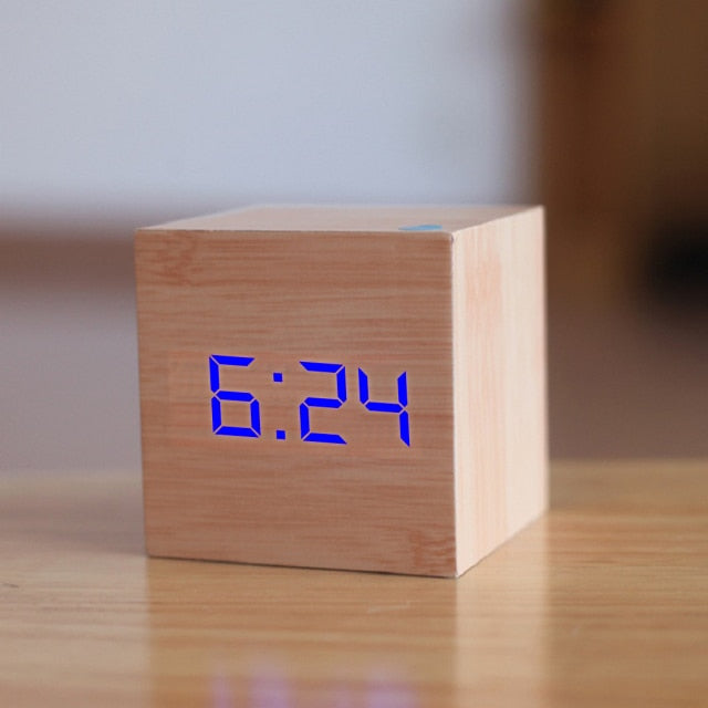 Cube-Shaped Digital Alarm Clock with LED Display