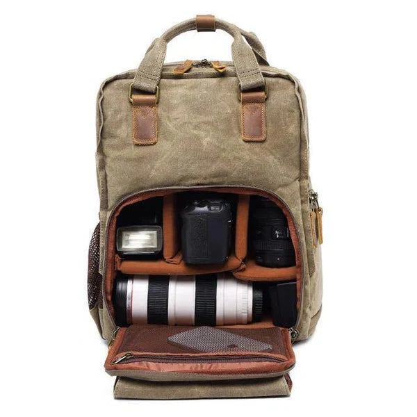 Durable Waterproof Canvas Camera Carrier Backpack