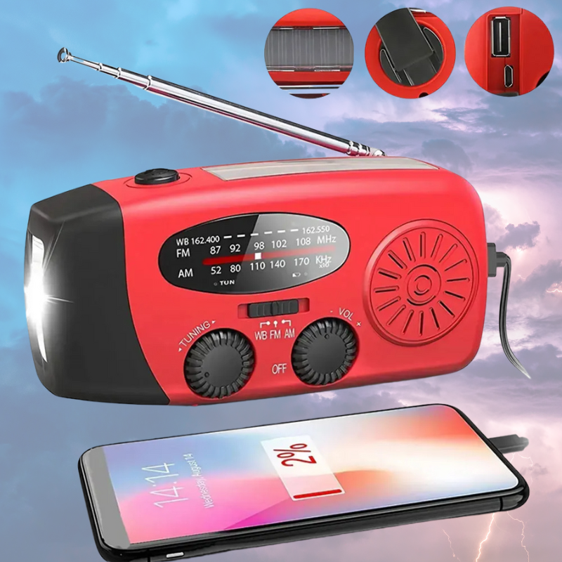 All-in-One Emergency Radio with Power Bank & Bright Flashlight