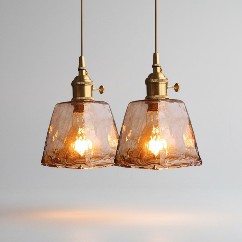 Vintage Style Glass Pendant Lamp with Metal Fixture