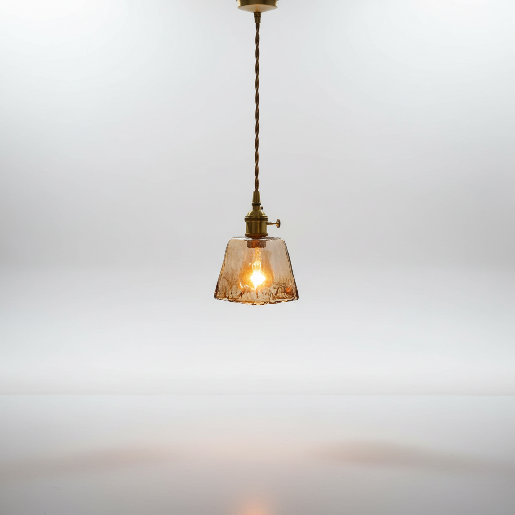 Vintage Style Glass Pendant Lamp with Metal Fixture