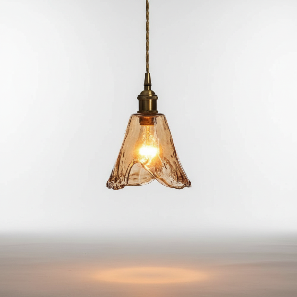 Vintage Style Glass Pendant Lamp with Metal Fixture