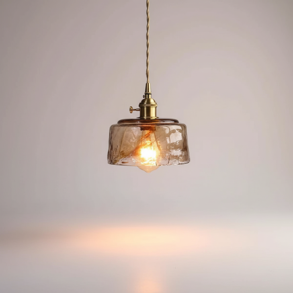 Vintage Style Glass Pendant Lamp with Metal Fixture